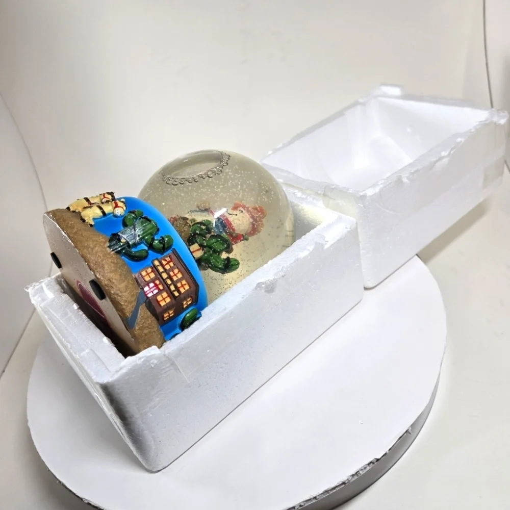 Vintage St. Nicholas Square Cowboy Snowman Snow Globe 8" Southwestern Christmas - Picture 4 of 4